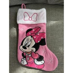 Disney Minnie Mouse Stocking By Ruz Fully Lined 16 X 8 Faux Fur Pink Embroidered